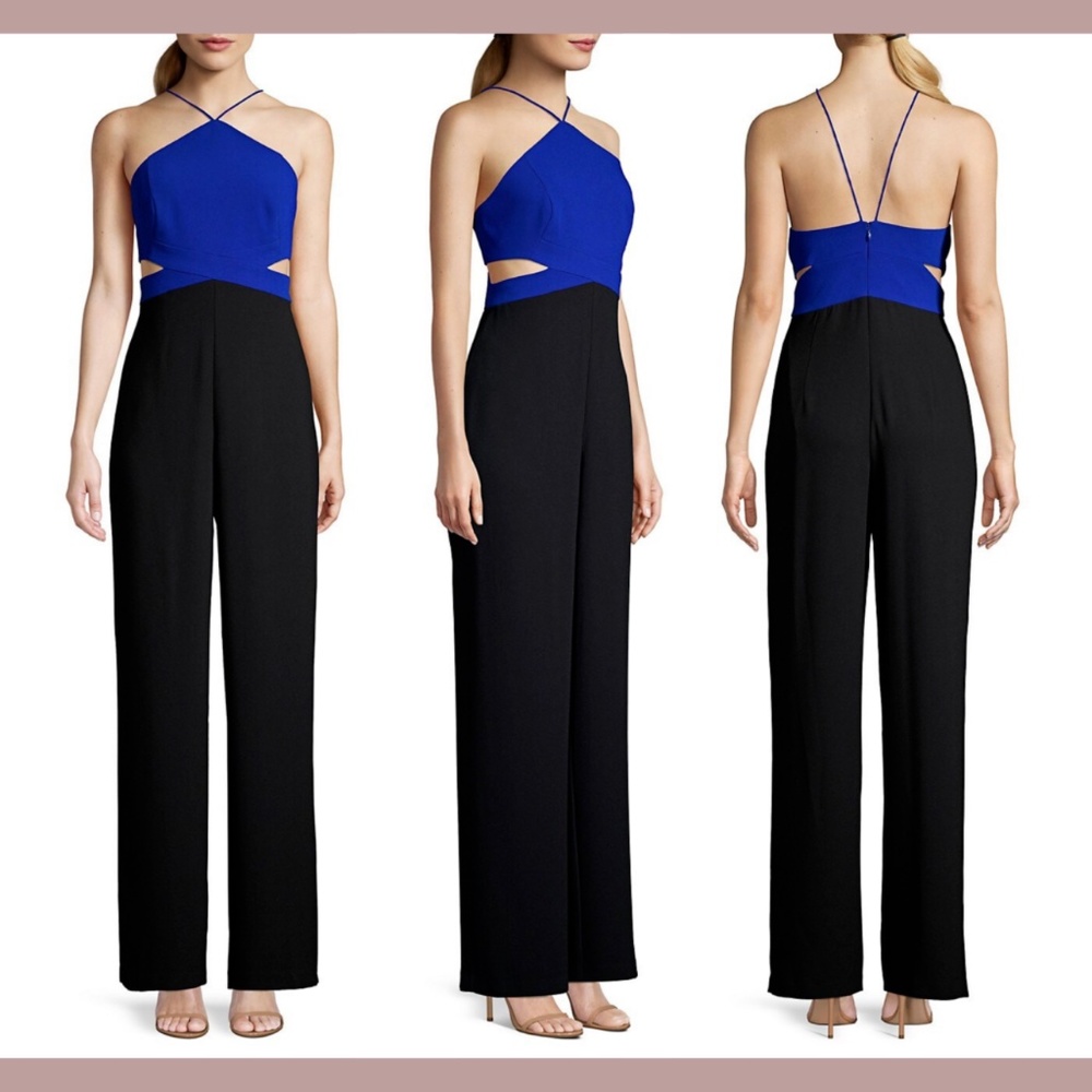 NWT Aidan by Aidan Mattox [ 14 ] Cutout‎ Colorblock Crepe Jumpsuit